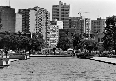 On the Parque da Rendeno; Porto Alegre downtown on the background. 