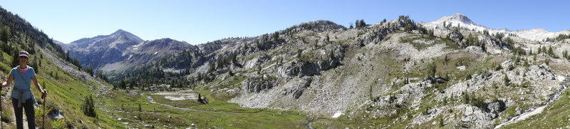 The valley leading up to glacier Lake. Eagle Cap at right.