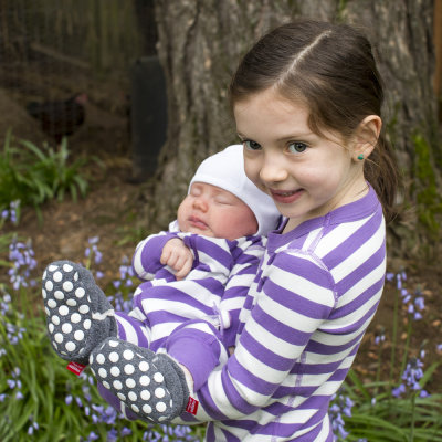 Purple pyjama sibling shoot