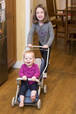 Doll stroller gets a workout
