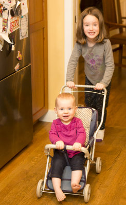 Nell with Dorothy in the doll stroller