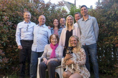 Oma, her sons, German grandkids and partners