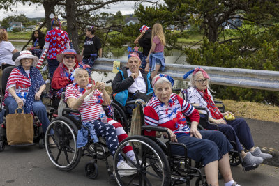 The nursing home residents are all decked out and ready to go