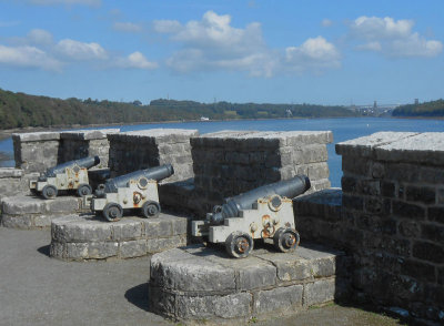 Plas Newydd cannons towards Britannia Bridge
