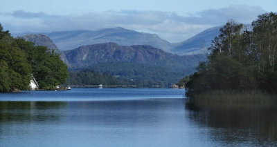 View along Coniston Water from Lake Bank in South towards North