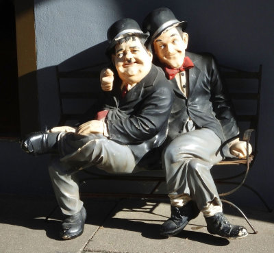 High Street tribute to Oliver Hardy and Stan Laurel who was born in Ulverston