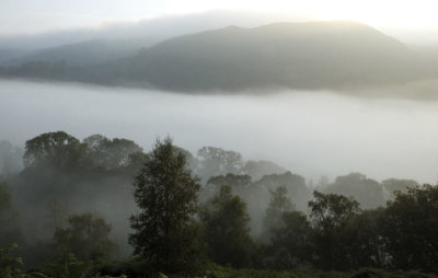 Misty Coniston Water from Fell