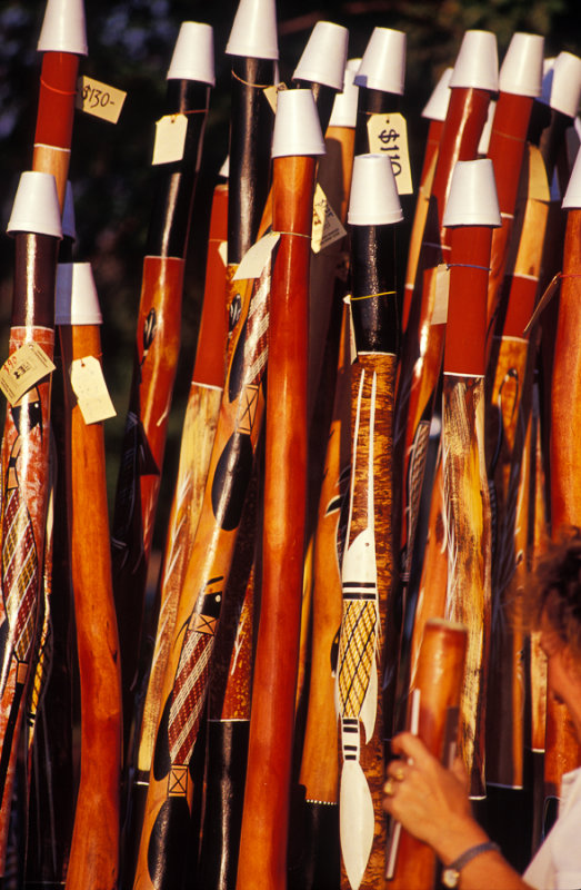 Didgeridoos for sale at Mindil Beach Night Market