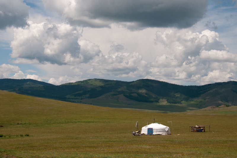 Countryside scene in the grasslands of northern Mongolia