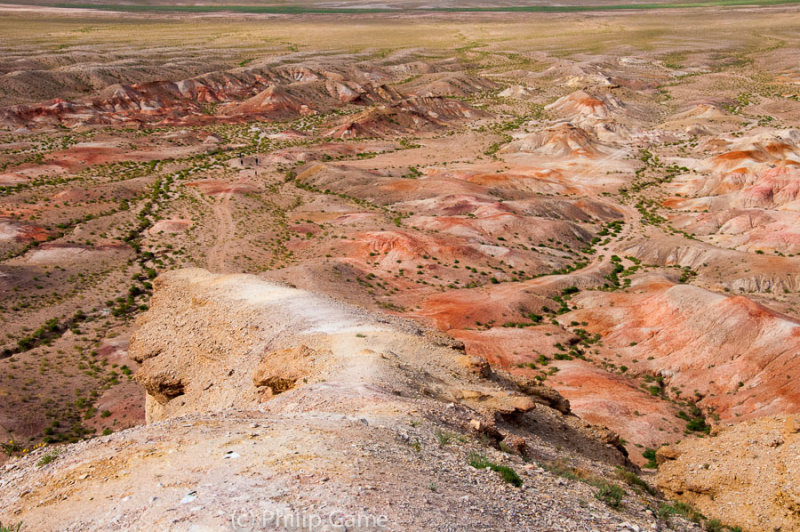 Looking down over the Tsagaan Suvarga cliffs
