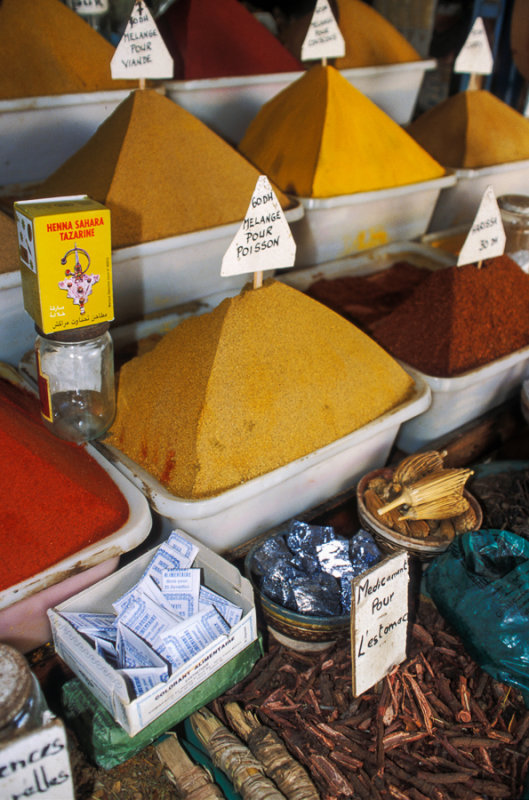 Herbs and spices for sale in Essaouira, Morocco