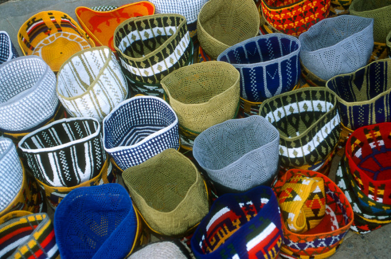 Men's caps for sale in the souk, Marrakech