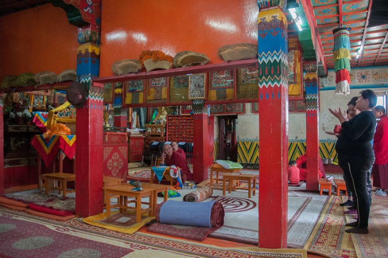 Buddhist prayers underway within Erdene Zuu Monastery, Kharkhorin, Mongolia