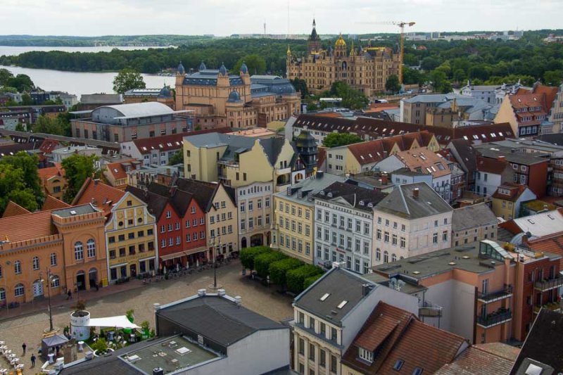 City view from the cathedral tower in Schwerin