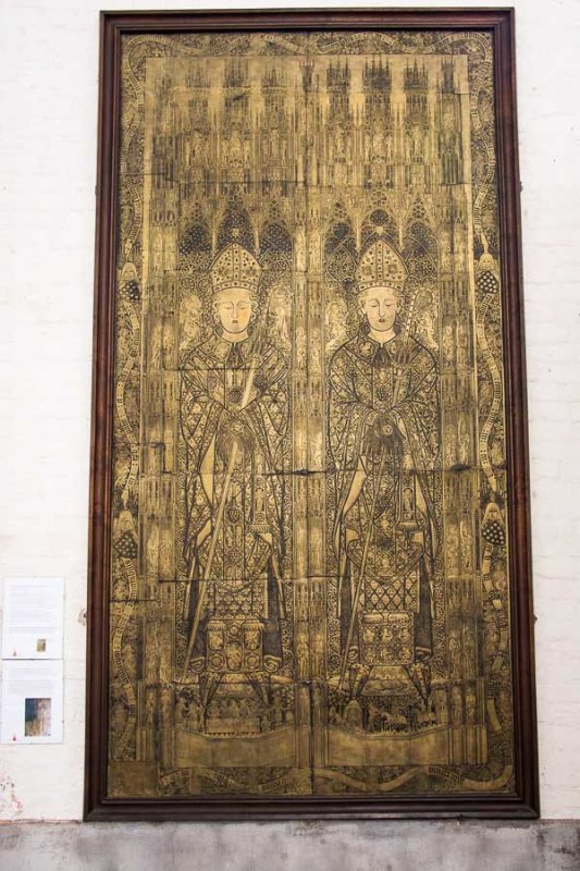 Etched brass memorial plate at the Schwerin cathedral 