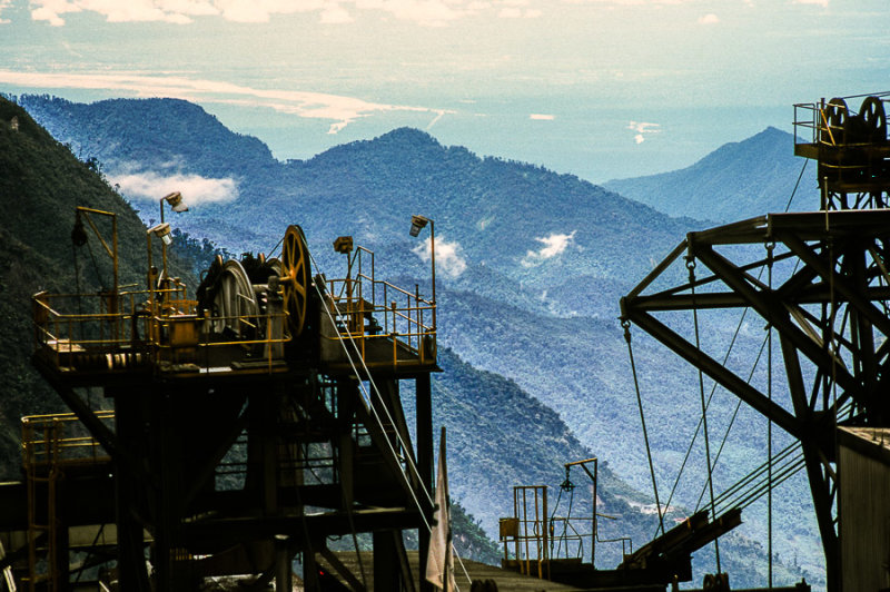 Aerial tramway machinery at Grasberg