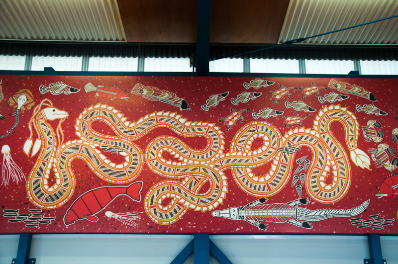 Rainbow Serpent mural at the Berrimah Terminal, Darwin