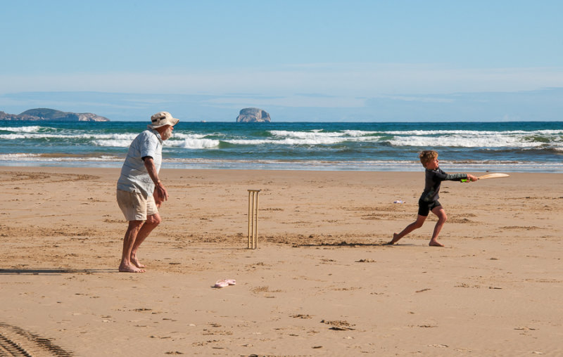Beach cricket on Norman Beach