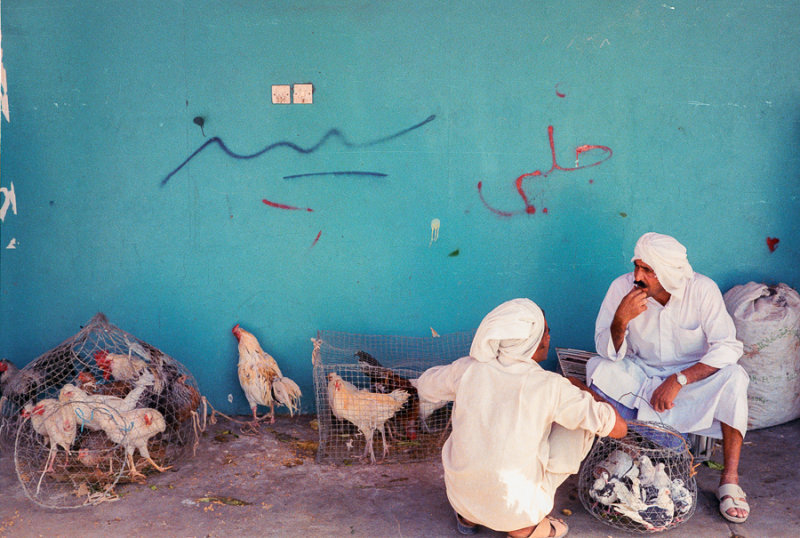 Chicken sellers at the Dubai Souq (market), UAE, 1984