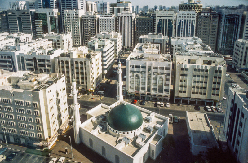 Downtown Abu Dhabi seen from above Hamdan Street, UAE, 1984-85