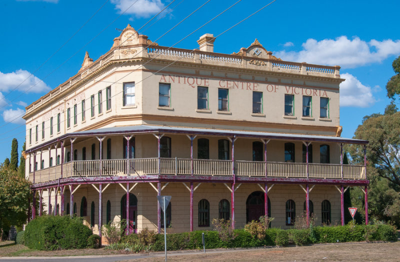 Old Macedonia Hotel (1889), most recently housing an antiques centre, Lancefield, Victoria