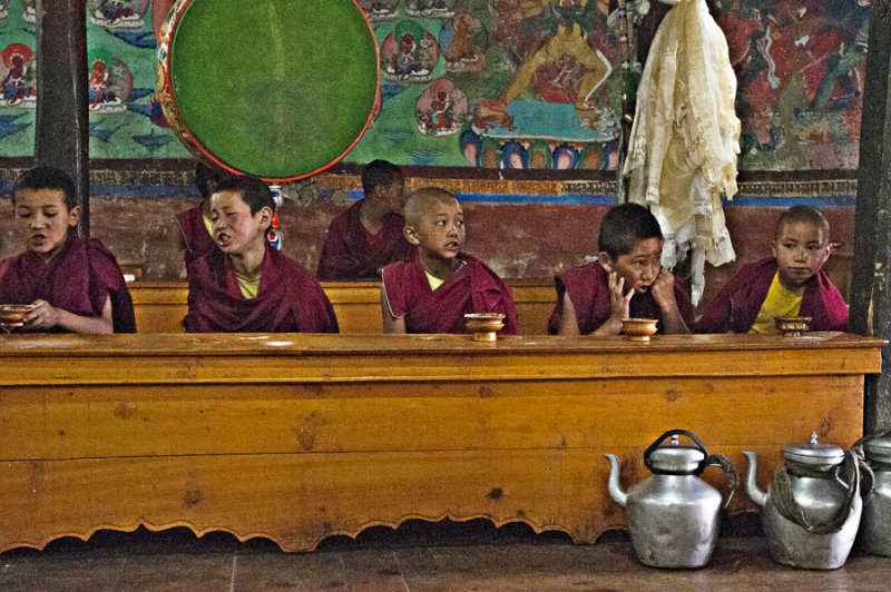 Novice monks at Thikse Gompa