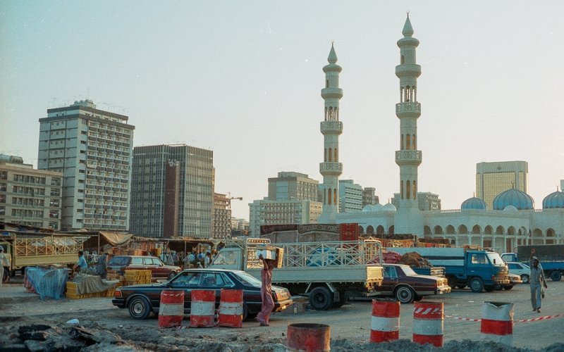 Main city mosque and vegetable market, downtown Abu Dhabi