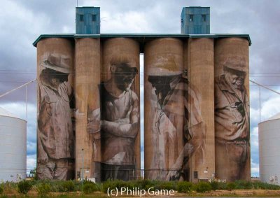 Silo art by Guido van Helten at Brim