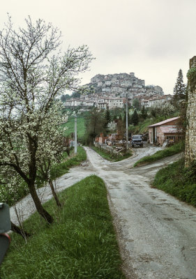 Thirteenth-century fortified hilltop town of Cordes-sur-Ciel in southwestern France, 1974. 