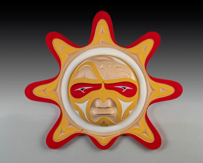 Mask carved by Mark Noete of Saskatoon in the Salish tradition. 