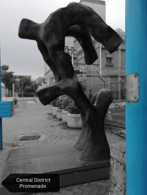 a sculpture in the Central District Promenade 