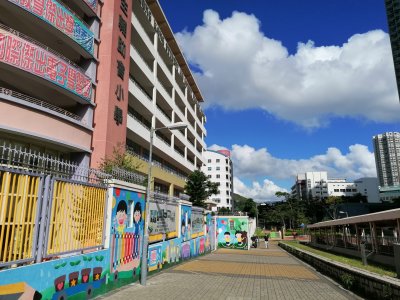 a primary school building, no kids