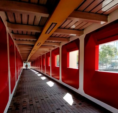 a colorful corridor 