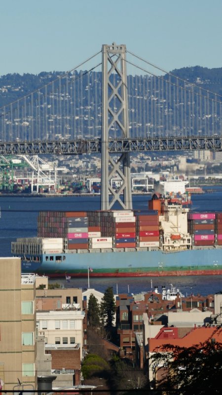 Cargo Ship and Bay Bridge