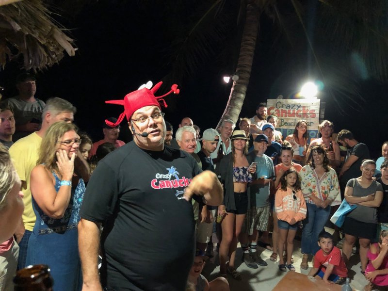Crazy Canucks Beach Bar Hermit Crab Races MC