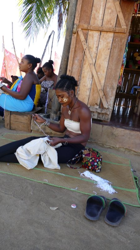 Women sewing in Ampangorinana