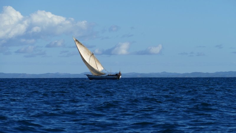 Traditional Madagascar sailboat near Nosy Be