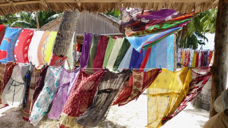 Souvenirs for sale on Nosy Iranja beach