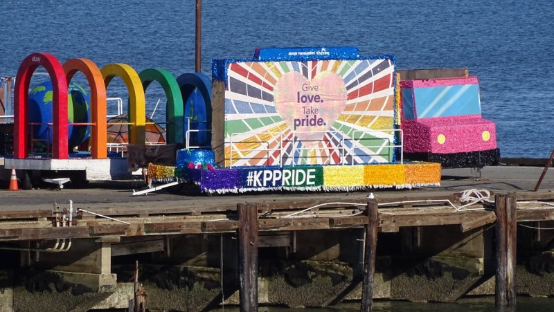K Pride Float on a pier