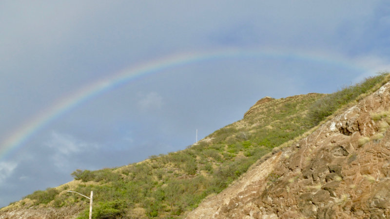 Rainbow over Diamond Head lookout