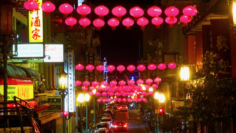 Grant Avenue in Chinatown at Night