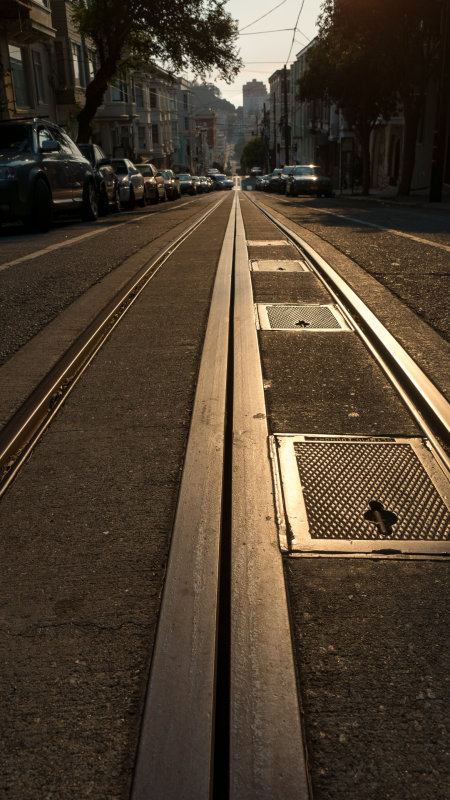 Cable Car tracks on Washington Street