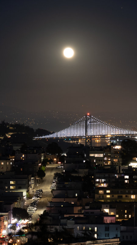 Full Moon Rising over the Bay Bridge