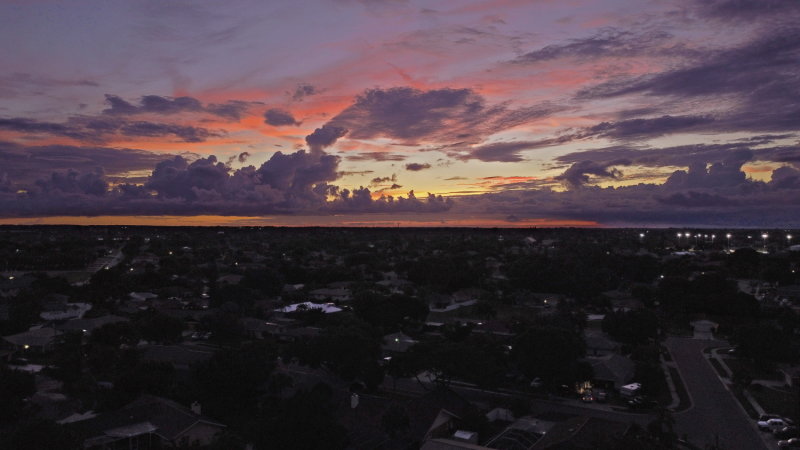 Drone shot of Sunset from North Ft Myers.