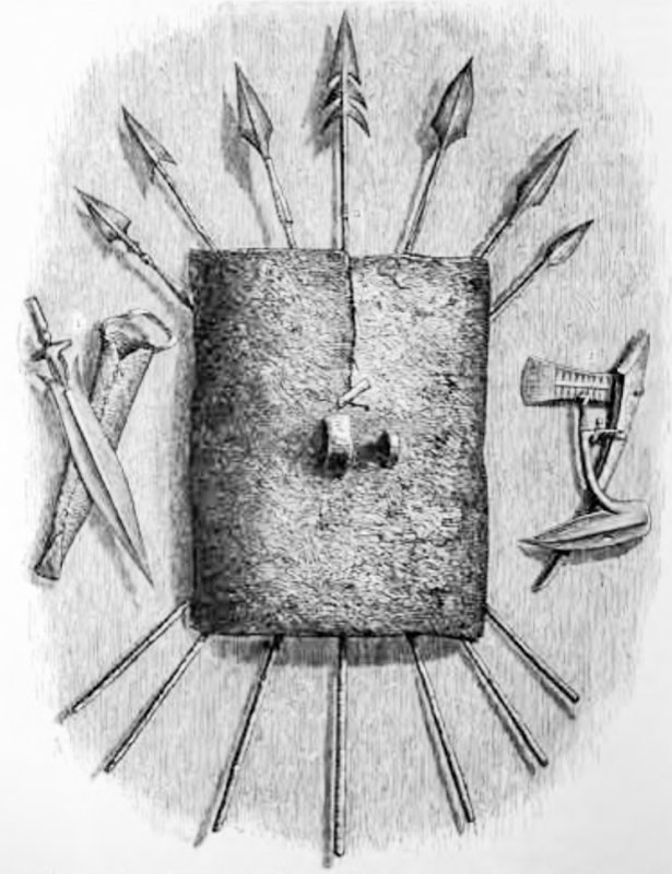 Ratzels illustration (in Volkerkunde) of Fang weapons after du Chaillu