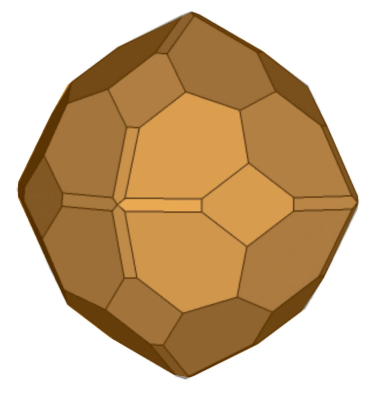 Model of andradite crystal, reportedly from Huanggang showing tetrahexahedron with dodecahedron and trapezohedron.