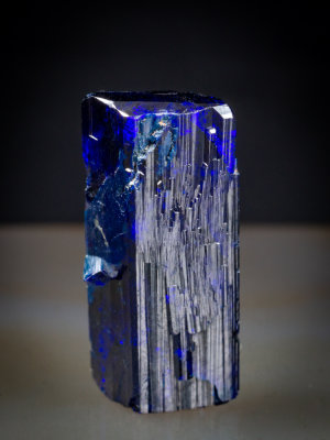 Doubly terminated azurite crystal, 19 mm, Tsumeb, Namibia.