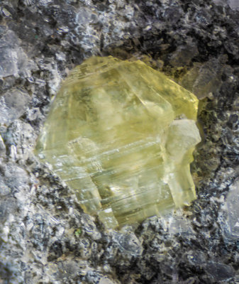 Ewaldite hexagonal crystal, about 2 mm, Dolyhir Quarry, Wethel, Old Radnor, Powys, Wales, UK
