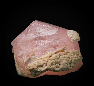 3 cm Morganite crystal with vivid pink colour. Papra Mine, Nuristan, Kunar Province, Afghanistan. 