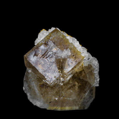 Gemmy fluorite twin with quartz. St Peter's Mine, Allendale, Northumberland
